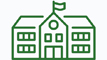 School building flat line icon. Vector outline illustration of college, university campus. Schoolhouse thin linear pictogram.